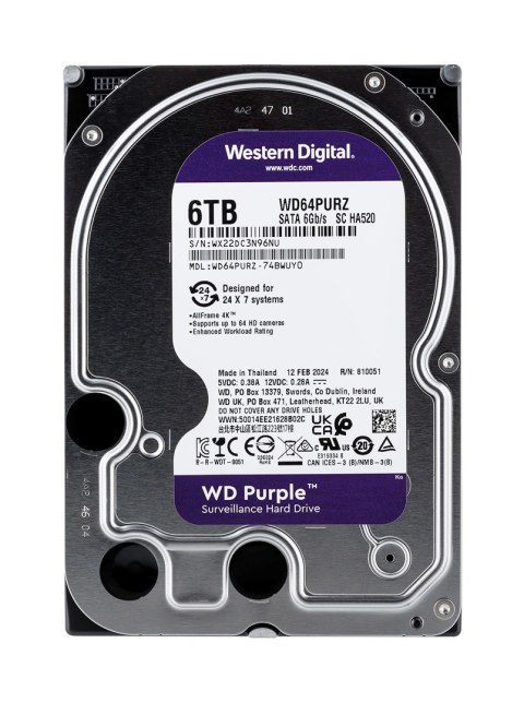 WD Dysk HDD WD Purple WD64PURZ (6 TB ; 3.5"; 256 MB; 5400 obr/min) WD Dysk HDD WD Purple WD64PURZ (6 TB ; 3.5"; 256 MB; 5400 obr/min)