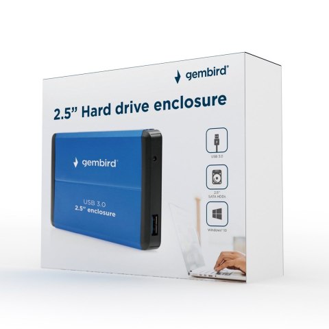 GEMBIRD GEMBIRD OBUDOWA HDD/SSD USB 3.0 2.5" SATA, ALUMINIUM, NIEBIESKA