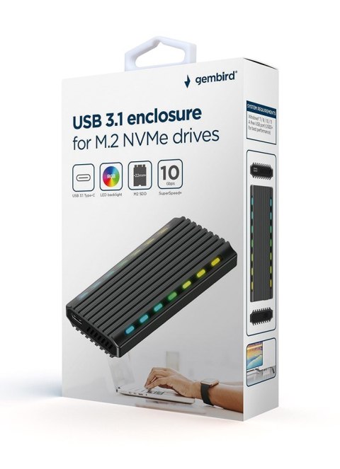 GEMBIRD GEMBIRD OBUDOWA USB 3.1 NA DYSK M.2 NVME, RGB, ALUMINIOWA GEMBIRD GEMBIRD OBUDOWA USB 3.1 NA DYSK M.2 NVME, RGB, ALUMINIOWA