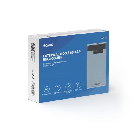 SAVIO SAVIO ZEWNĘTRZNA OBUDOWA NA DYSK HDD/SDD 2,5", USB 3.0, TRANSPARENTNA, AK-66 SAVIO SAVIO ZEWNĘTRZNA OBUDOWA NA DYSK HDD/SDD 2,5", USB 3.0, TRANSPARENTNA, AK-66