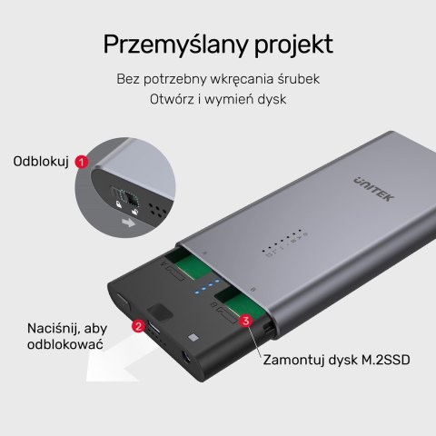 UNITEK UNITEK OBUDOWA NA DYSK/KLONOWANIE 2XM.2, PCIE/NVME