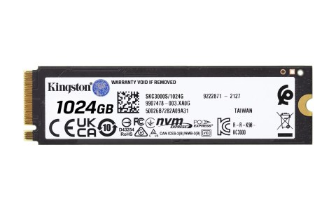 Kingston Dysk SSD Kingston KC3000 (1TB; M.2 2280; PCIe 4.0 x4 NVMe; SKC3000S/1024G) Kingston Dysk SSD Kingston KC3000 (1TB; M.2 2280; PCIe 4.0 x4 NVMe; SKC3000S/1024G)