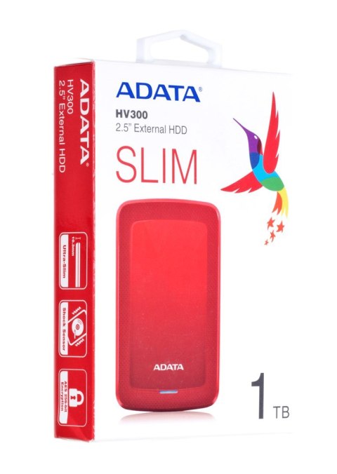 ADATA Dysk zewnętrzny HDD ADATA HV300 (1TB; 2.5"; USB 3.2; czerwony) ADATA Dysk zewnętrzny HDD ADATA HV300 (1TB; 2.5"; USB 3.2; czerwony)