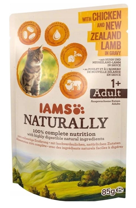 EUKANUBA IAMS Naturally Adult z kurczakiem i jagnięciną nowozelandzką w sosie 85g kot EUKANUBA IAMS Naturally Adult z kurczakiem i jagnięciną nowozelandzką w sosie 85g kot