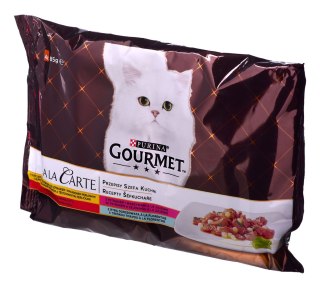 PURINA NESTLE GOURMET A la Carte Kurczak, Pstrąg, Wołowina, Rdzawiec - mokra karma dla kota - 4 x 85 g