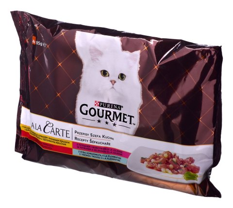 PURINA NESTLE GOURMET A la Carte Kurczak, Pstrąg, Wołowina, Rdzawiec - mokra karma dla kota - 4 x 85 g