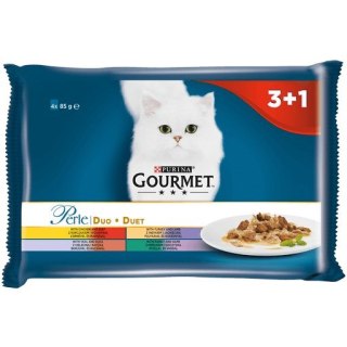 PURINA NESTLE GOURMET PERLE Duet Mięsny - mokra karma dla dorosłego kota - 4x85g