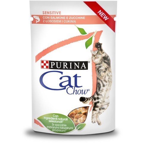 PURINA NESTLE Purina Cat Chow Sensitive z łososiem i cukinią w sosie - mokra karma dla kota - 85 g