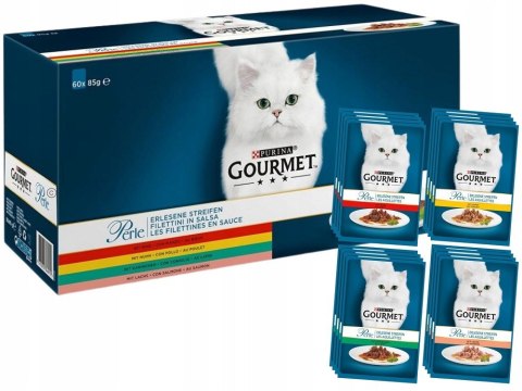 PURINA NESTLE Purina Gourmet Perle fileciki w sosie Mix Smaków - mokra karma dla kota - 60x85 g