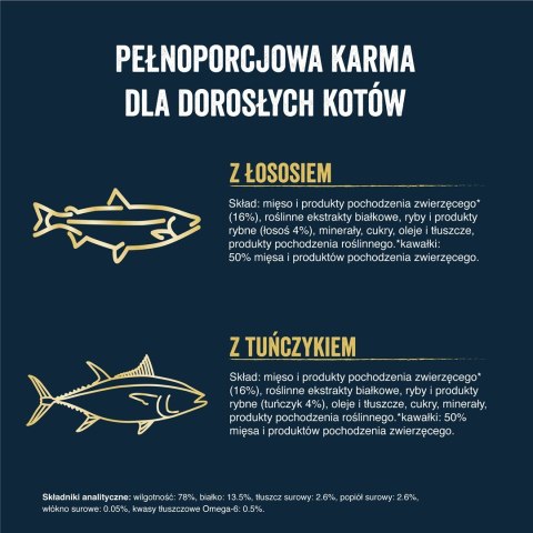 PURINA NESTLE FELIX Tasty Shreds z łososiem i tuńczykiem - mokra karma dla kota - 4x 80g PURINA NESTLE FELIX Tasty Shreds z łososiem i tuńczykiem - mokra karma dla kota - 4x 80g