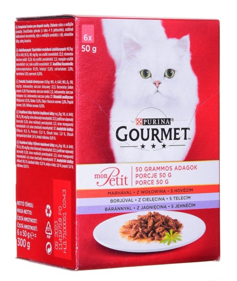 PURINA NESTLE GOURMET Mon Petit Mix Mięsny - mokra karma dla kota - 6 x 50 g