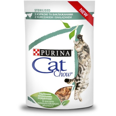 PURINA NESTLE Purina Cat Chow Sterilised z kurczakiem i bakłażanem w sosie - mokra karma dla kota - 85 g