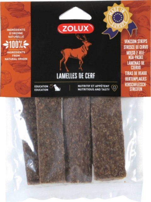 ZOLUX ZOLUX Przysmak naturalny dla psa Paski jeleń 100g ZOLUX ZOLUX Przysmak naturalny dla psa Paski jeleń 100g