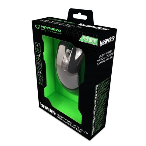 Esperanza ESPERANZA MYSZ PRZEWOD. 7D DLA GRACZY HESPERIS USB-C EGM303
