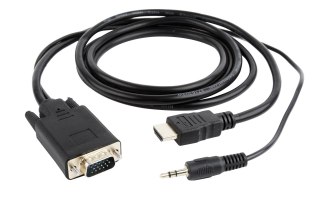 GEMBIRD Adapter GEMBIRD A-HDMI-VGA-03-10 (HDMI M - D-Sub (VGA), Jack stereo 3,5 mm M; 3m; kolor czarny)