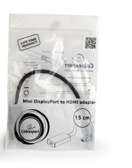 GEMBIRD Adapter GEMBIRD A-MDPM-HDMIF-02 (Mini DisplayPort M - HDMI F; 0,15m; kolor czarny) GEMBIRD Adapter GEMBIRD A-MDPM-HDMIF-02 (Mini DisplayPort M - HDMI F; 0,15m; kolor czarny)