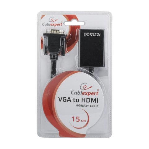 GEMBIRD Adapter GEMBIRD A-VGA-HDMI-01 (HDMI F - D-Sub (VGA), Jack stereo 3,5 mm, USB 2.0 M; 0,15m; kolor czarny) GEMBIRD Adapter GEMBIRD A-VGA-HDMI-01 (HDMI F - D-Sub (VGA), Jack stereo 3,5 mm, USB 2.0 M; 0,15m; kolor czarny)