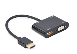 GEMBIRD GEMBIRD ADAPTER HDMI MĘSKI DO HDMI ŻEŃSKI + VGA ŻEŃSKI Z AUDIO + PORT ZASILANIA
