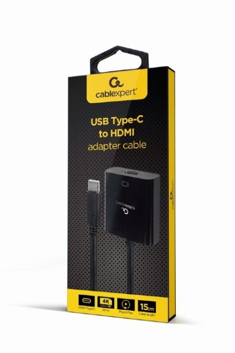 GEMBIRD GEMBIRD ADAPTER NA KABLU USB TYP-C DO HDMI 4K 30HZ, 15CM, CZARNY GEMBIRD GEMBIRD ADAPTER NA KABLU USB TYP-C DO HDMI 4K 30HZ, 15CM, CZARNY