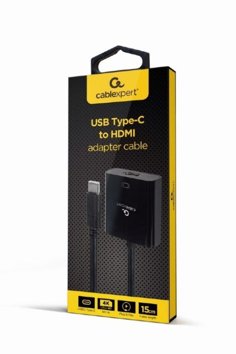 GEMBIRD GEMBIRD ADAPTER NA KABLU USB TYP-C DO HDMI 4K 60HZ, 15CM, CZARNY GEMBIRD GEMBIRD ADAPTER NA KABLU USB TYP-C DO HDMI 4K 60HZ, 15CM, CZARNY