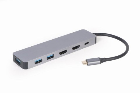 GEMBIRD GEMBIRD MULTI ADAPTER USB TYP-C 3W1 SREBRNY HUB USB, HDMI, PD (100W) GEMBIRD GEMBIRD MULTI ADAPTER USB TYP-C 3W1 SREBRNY HUB USB, HDMI, PD (100W)