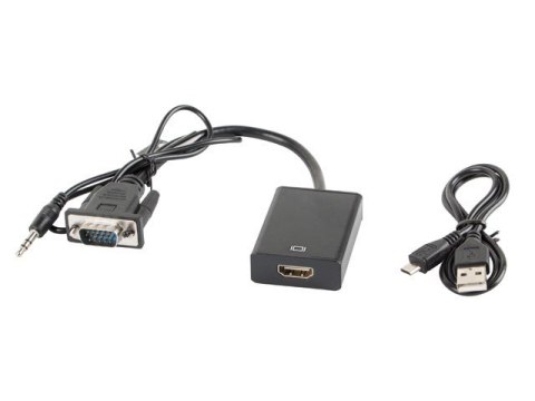 Lanberg Adapter Lanberg AD-0021-BK (D-Sub (VGA), Mini Jack M - HDMI F; 0,20m; kolor czarny) Lanberg Adapter Lanberg AD-0021-BK (D-Sub (VGA), Mini Jack M - HDMI F; 0,20m; kolor czarny)