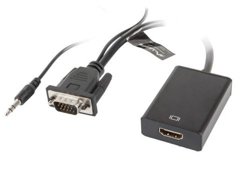 Lanberg Adapter Lanberg AD-0021-BK (D-Sub (VGA), Mini Jack M - HDMI F; 0,20m; kolor czarny) Lanberg Adapter Lanberg AD-0021-BK (D-Sub (VGA), Mini Jack M - HDMI F; 0,20m; kolor czarny)