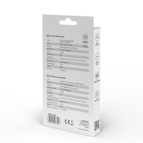SAVIO SAVIO AK-56 ADAPTER USB-C 3.1 GEN 1 DO RJ-45 SAVIO SAVIO AK-56 ADAPTER USB-C 3.1 GEN 1 DO RJ-45