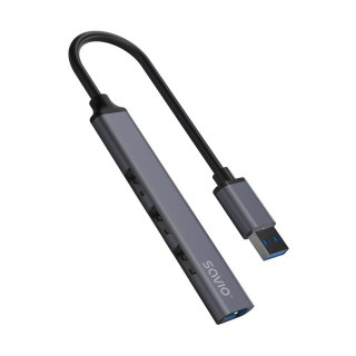 SAVIO SAVIO HUB USB-A - 3 X USB-A 2.0, 1 X USB-A 3.0, SZARY AK-70