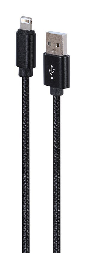 GEMBIRD GEMBIRD KABEL USB - DO 8 PIN W OPLOCIE TEKSTYLNYM, WTYKI W OSŁONIE METALOWEJ 1.8M, ŁADOWANIE/TRANSMISJA DANYCH, CZARNY