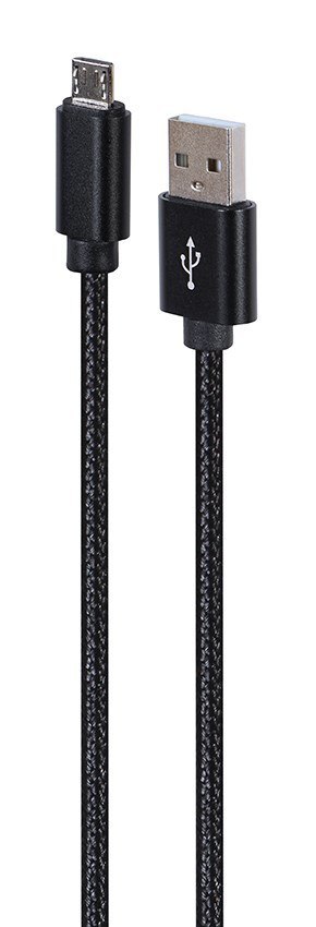 GEMBIRD GEMBIRD KABEL USB - MICRO USB W OPLOCIE TEKSTYLNYM, WTYKI W OSŁONIE METALOWEJ 1.8M, ŁADOWANIE/TRANSMISJA DANYCH, CZARNY