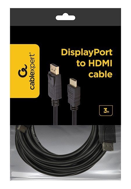 GEMBIRD Kabel GEMBIRD CC-DP-HDMI-3M ( DisplayPort M - HDMI M -; 3m; kolor czarny) GEMBIRD Kabel GEMBIRD CC-DP-HDMI-3M ( DisplayPort M - HDMI M -; 3m; kolor czarny)