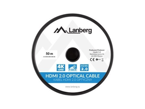 Lanberg LANBERG KABEL HDMI M/M V2.0 50M OPTYCZNY AOC CA-HDMI-20FB-0500-BK Lanberg LANBERG KABEL HDMI M/M V2.0 50M OPTYCZNY AOC CA-HDMI-20FB-0500-BK