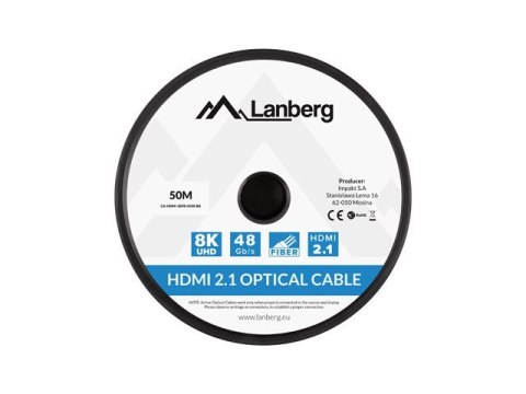 Lanberg LANBERG KABEL HDMI M/M V2.1 50M 8K OPTYCZNY AOC CA-HDMI-30FB-0500-BK