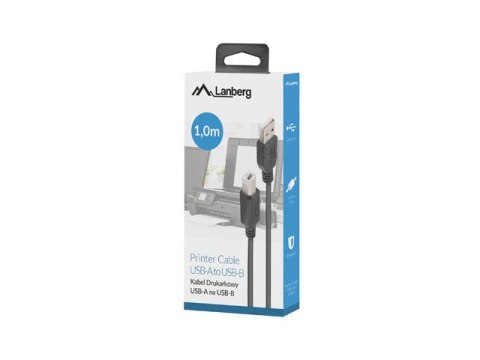 Lanberg LANBERG KABEL USB-A->USB-B M/M 2.0 1M FERRYT CZARNY BOX CA-USBA-15CU-0010-BK Lanberg LANBERG KABEL USB-A->USB-B M/M 2.0 1M FERRYT CZARNY BOX CA-USBA-15CU-0010-BK