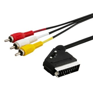 SAVIO Kabel męski SAVIO CL-133 (SCART M - RCA x 3 M; 2m; kolor czarny)