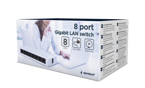 GEMBIRD GEMBIRD SWITCH DESKTOP GIGABIT LAN (8X 10/100/1000MBPS) BIAŁY GEMBIRD GEMBIRD SWITCH DESKTOP GIGABIT LAN (8X 10/100/1000MBPS) BIAŁY