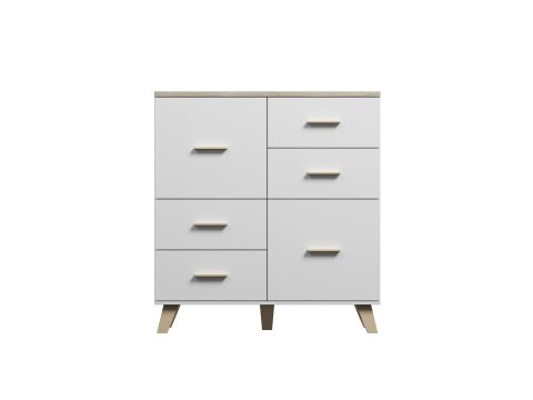 Cama MEBLE Komoda LOTTA 110 2D4S biały+ dąb sonoma