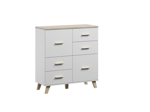 Cama MEBLE Komoda LOTTA 110 2D4S biały+ dąb sonoma