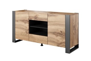 Cama MEBLE Komoda WOOD 164/44/80 dąb wotan + antracyt