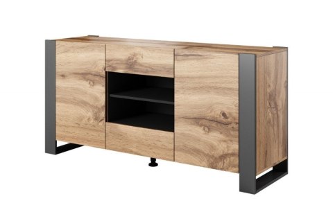Cama MEBLE Komoda WOOD 164/44/80 dąb wotan + antracyt