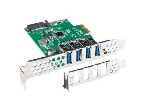 Lanberg LANBERG KARTA PCI-E X1 -> 4X USB-A 3.1 GEN1 ŚLEDŹ LOW PROFILE PCE-US3-004