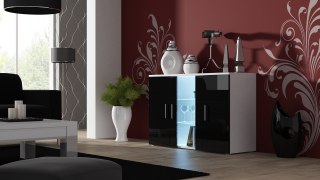 Cama MEBLE Komoda 120cm SOHO S7 biały/ czarny połysk