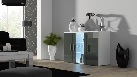 Cama MEBLE Komoda 120cm SOHO S7 biały/ szary połysk