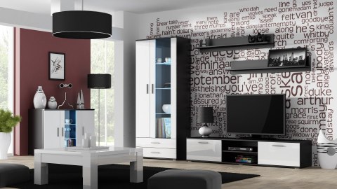 Cama MEBLE Komoda 120cm SOHO S7 czarny/ biały połysk