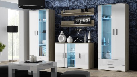 Cama MEBLE Komoda 120cm SOHO S7 dąb sonoma/ biały połysk