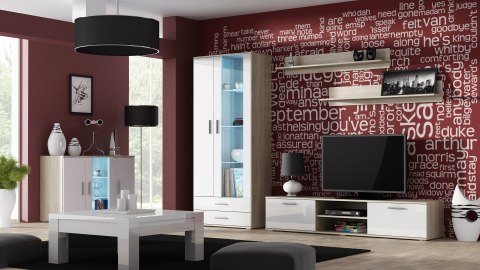 Cama MEBLE Komoda 120cm SOHO S7 dąb sonoma/ biały połysk