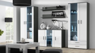 Cama MEBLE Komoda 120cm SOHO S7 szary/ biały połysk