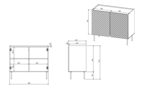 Cama MEBLE Komoda 2D ONDA 98x45x85 czarny