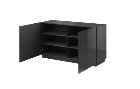 Cama MEBLE Komoda 2D REJA grafit połysk/ grafit połysk